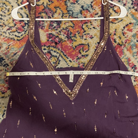 Free People XS gold sequined purple slip - Picture 7 of 9